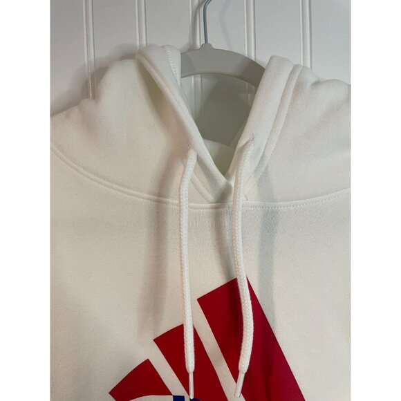Adidas Mens 2XL Two-Tone Hooded Sweatshirt White With Red & Blue Logo - Picture 3 of 14